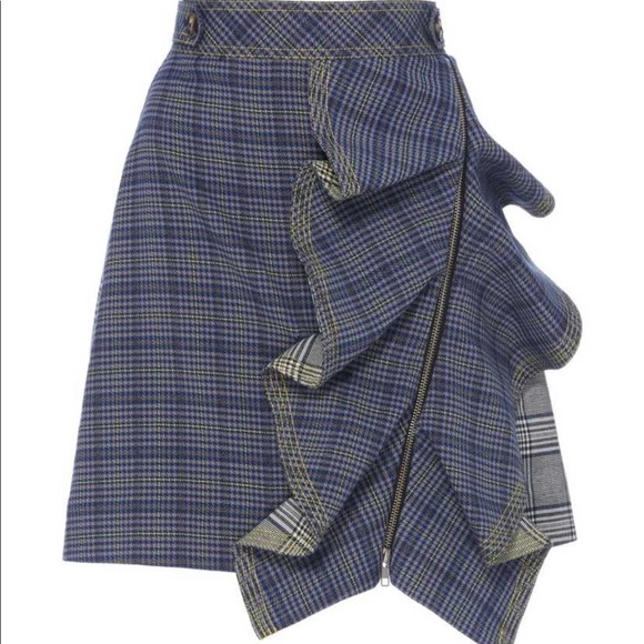 Self-Portrait Flounced Check Plaid Ruffle Skirt US 0 - Picture 14 of 16